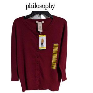 Philosophy Cardigan Sweater (Dark Red) Size M